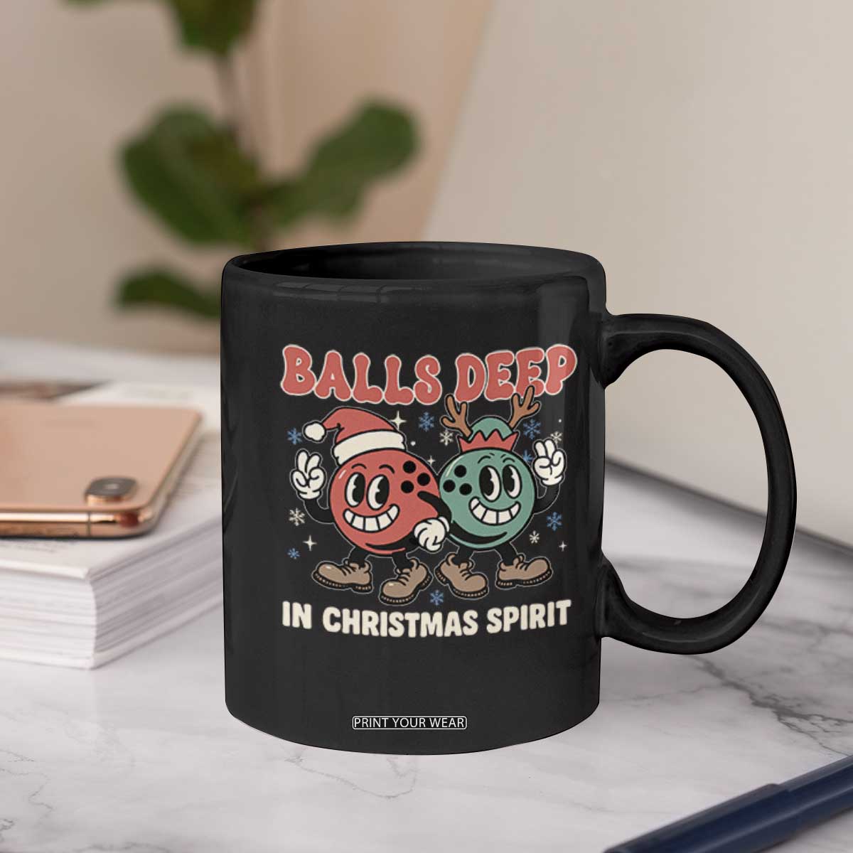 Funny Christmas Bowling Coffee Mug Balls Deep In Christmas Spirit TS11 Print Your Wear