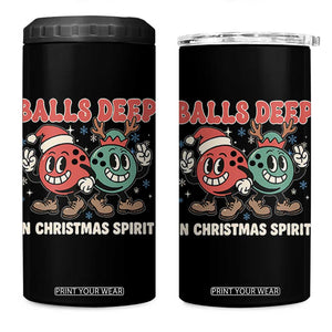 Funny Christmas Bowling 4 in 1 Can Cooler Tumbler Balls Deep In Christmas Spirit TS11 One Size: 16 oz Black Print Your Wear