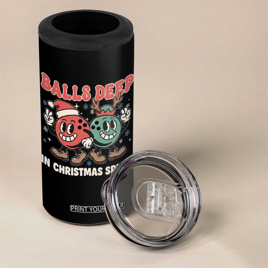 Funny Christmas Bowling 4 in 1 Can Cooler Tumbler Balls Deep In Christmas Spirit - Print Your Wear
