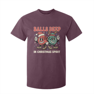 Funny Christmas Bowling T Shirt For Kid Balls Deep In Christmas Spirit TS11 Maroon Print Your Wear