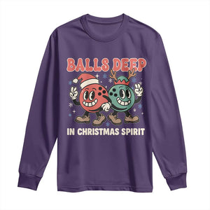 Funny Christmas Bowling Long Sleeve Shirt Balls Deep In Christmas Spirit TS11 Purple Print Your Wear