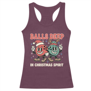Funny Christmas Bowling Racerback Tank Top Balls Deep In Christmas Spirit TS11 Maroon Print Your Wear