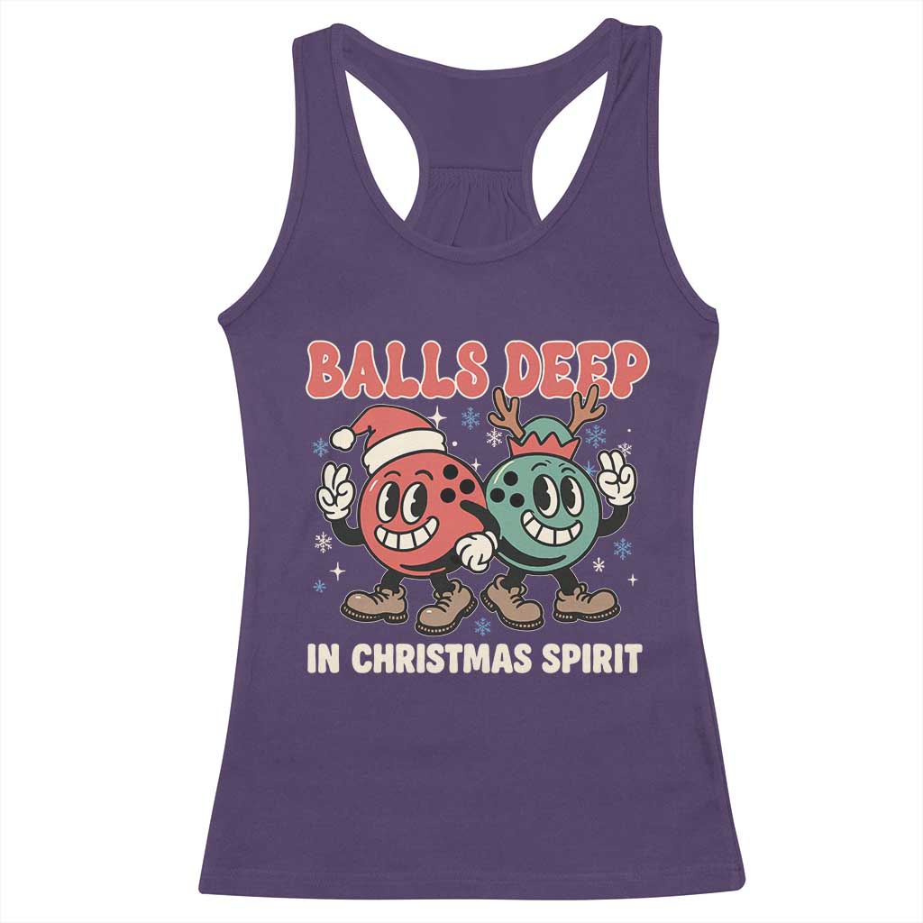 Funny Christmas Bowling Racerback Tank Top Balls Deep In Christmas Spirit TS11 Purple Print Your Wear
