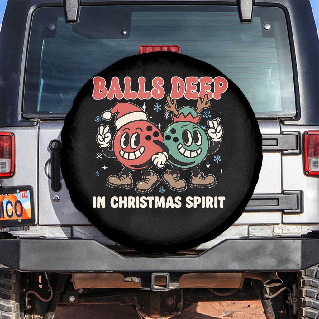 Funny Christmas Bowling Spare Tire Cover Balls Deep In Christmas Spirit TS11 No hole Black Print Your Wear