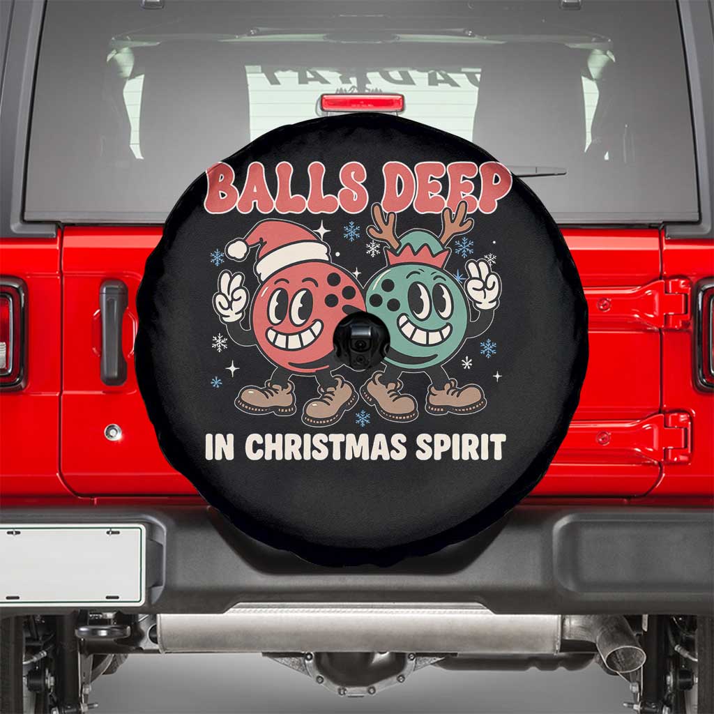 Funny Christmas Bowling Spare Tire Cover Balls Deep In Christmas Spirit TS11 Black Print Your Wear