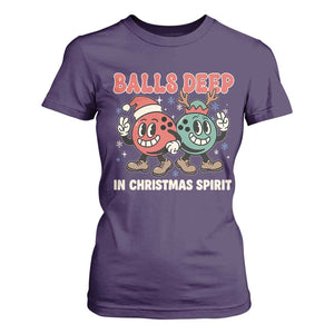Funny Christmas Bowling T Shirt For Women Balls Deep In Christmas Spirit TS11 Purple Print Your Wear