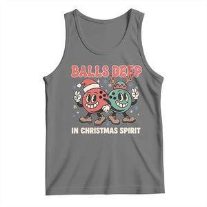 Funny Christmas Bowling Tank Top Balls Deep In Christmas Spirit TS11 Black Heather Print Your Wear