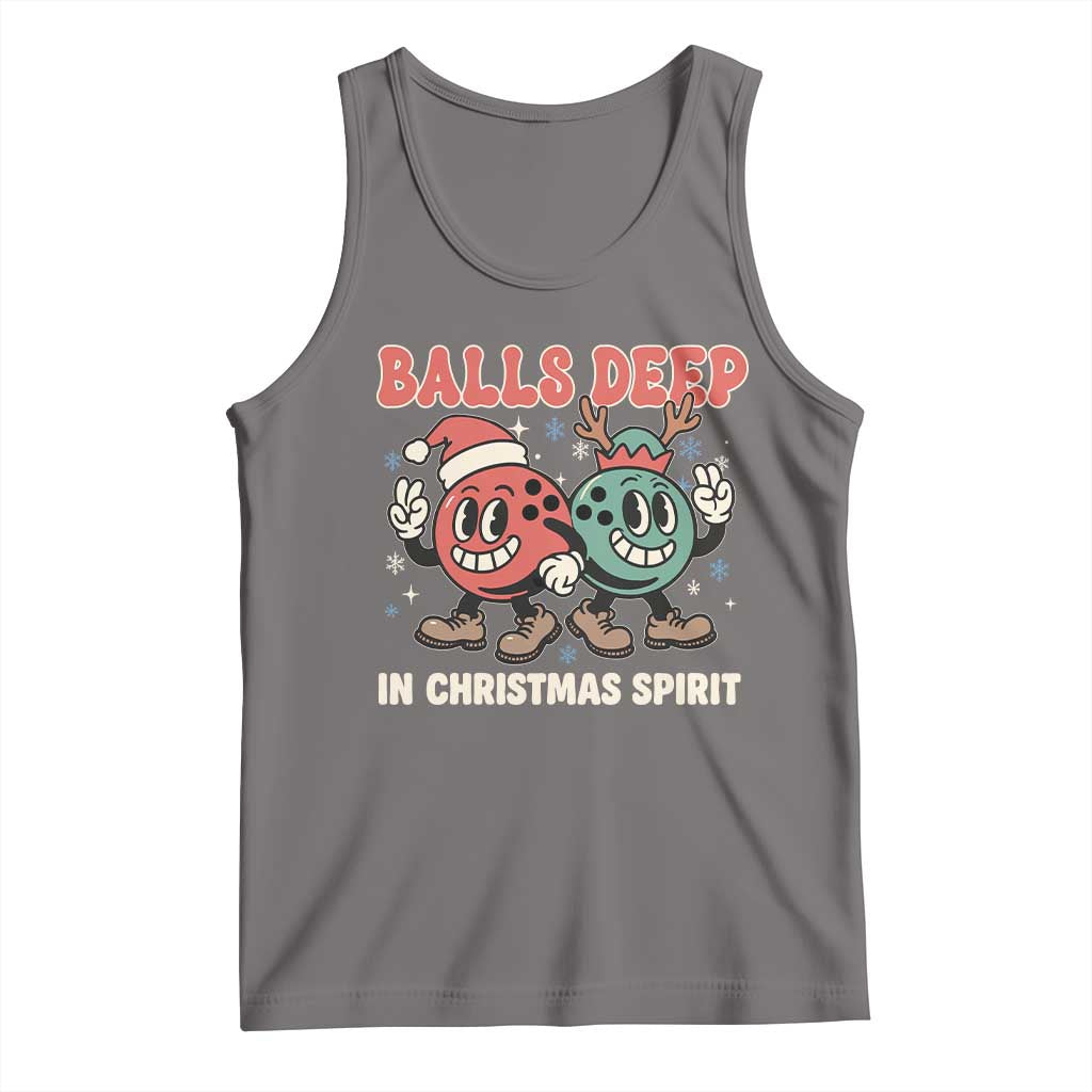 Funny Christmas Bowling Tank Top Balls Deep In Christmas Spirit TS11 Deep Heather Print Your Wear