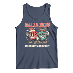 Funny Christmas Bowling Tank Top Balls Deep In Christmas Spirit TS11 Navy Print Your Wear