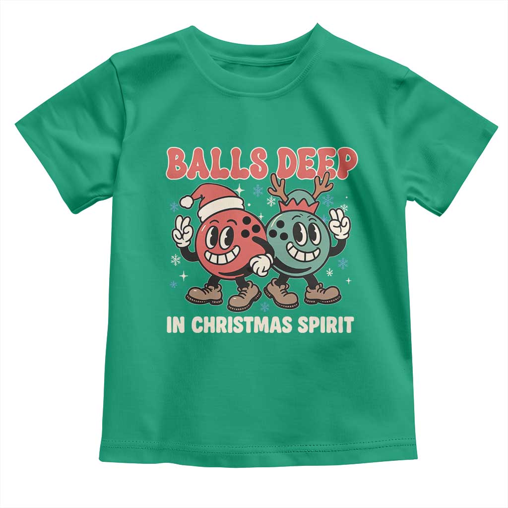 Funny Christmas Bowling Toddler T Shirt Balls Deep In Christmas Spirit TS11 Irish Green Print Your Wear
