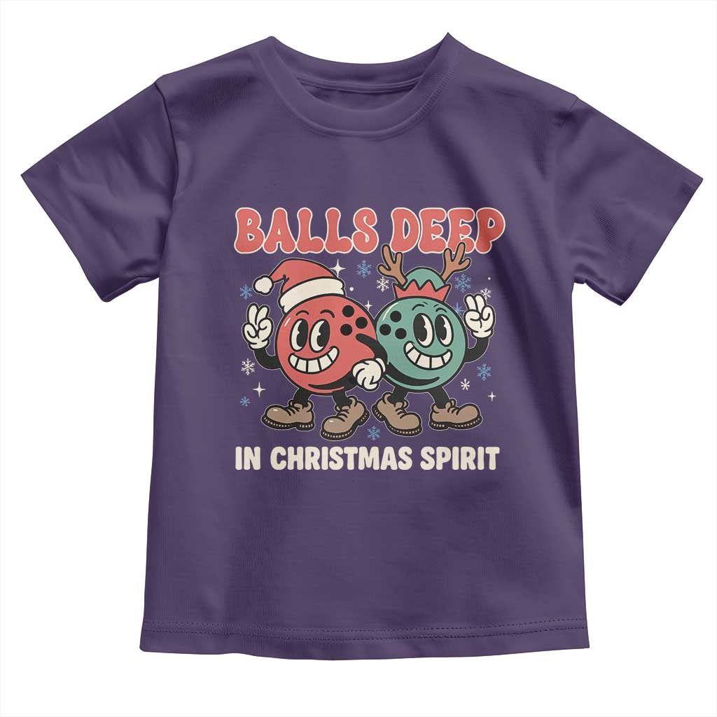 Funny Christmas Bowling Toddler T Shirt Balls Deep In Christmas Spirit TS11 Purple Print Your Wear