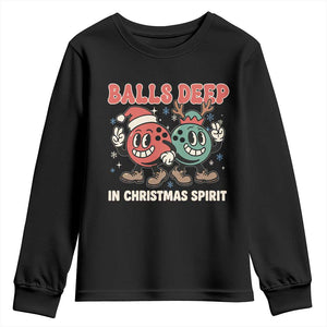 Funny Christmas Bowling Youth Sweatshirt Balls Deep In Christmas Spirit TS11 Black Print Your Wear
