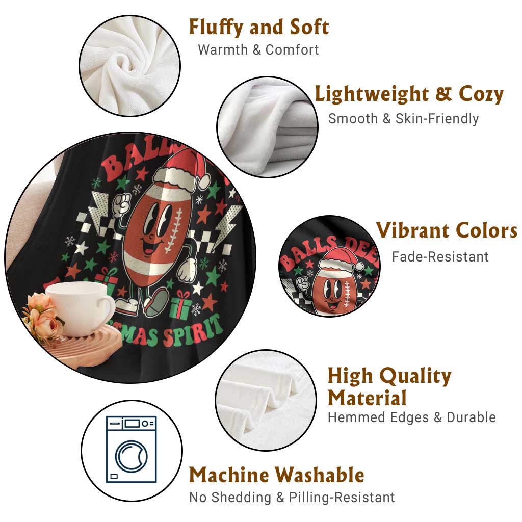 Funny Xmas American Football Throw Blanket Balls Deep In Christmas Spirit Game Day - Print Your Wear