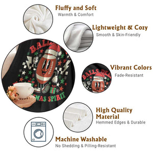 Funny Xmas American Football Throw Blanket Balls Deep In Christmas Spirit Game Day - Print Your Wear