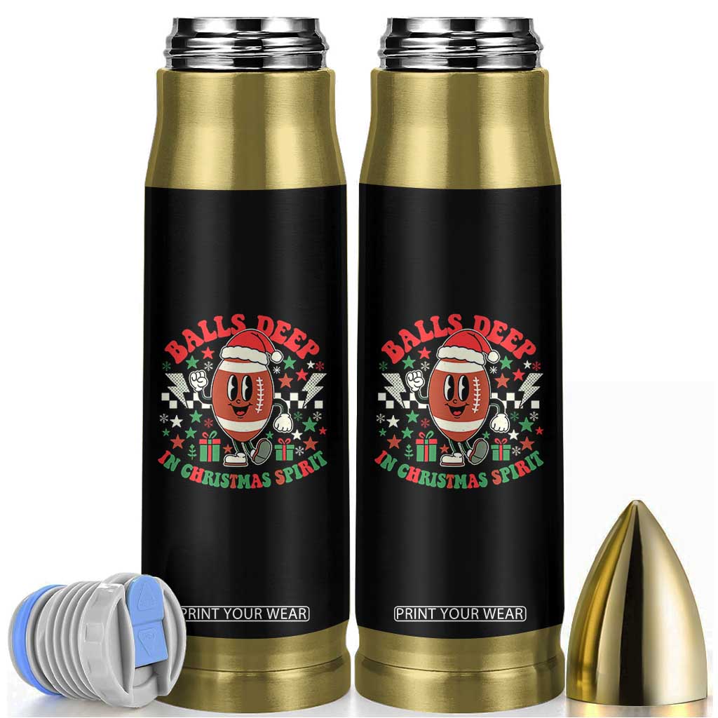 Funny Xmas American Football Bullet Tumbler Balls Deep In Christmas Spirit Game Day - Print Your Wear