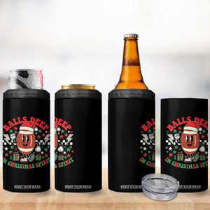 Funny Xmas American Football 4 in 1 Can Cooler Tumbler Balls Deep In Christmas Spirit Game Day - Print Your Wear