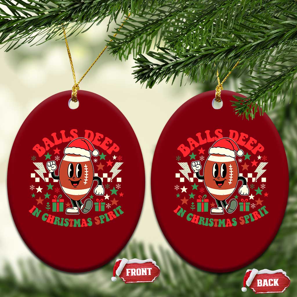 Funny Xmas American Football Ceramic Ornament Balls Deep In Christmas Spirit Game Day TS11 Print Your Wear