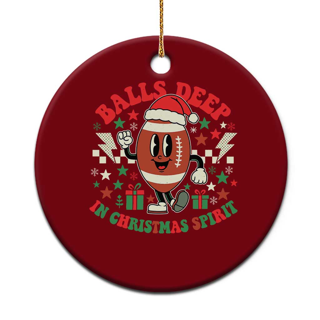 Funny Xmas American Football Ceramic Ornament Balls Deep In Christmas Spirit Game Day - Print Your Wear
