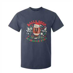 Funny Xmas American Football T Shirt For Kid Balls Deep In Christmas Spirit Game Day - Print Your Wear