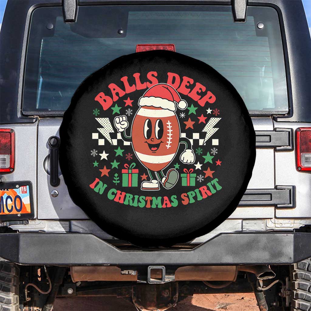 Funny Xmas American Football Spare Tire Cover Balls Deep In Christmas Spirit Game Day - Print Your Wear