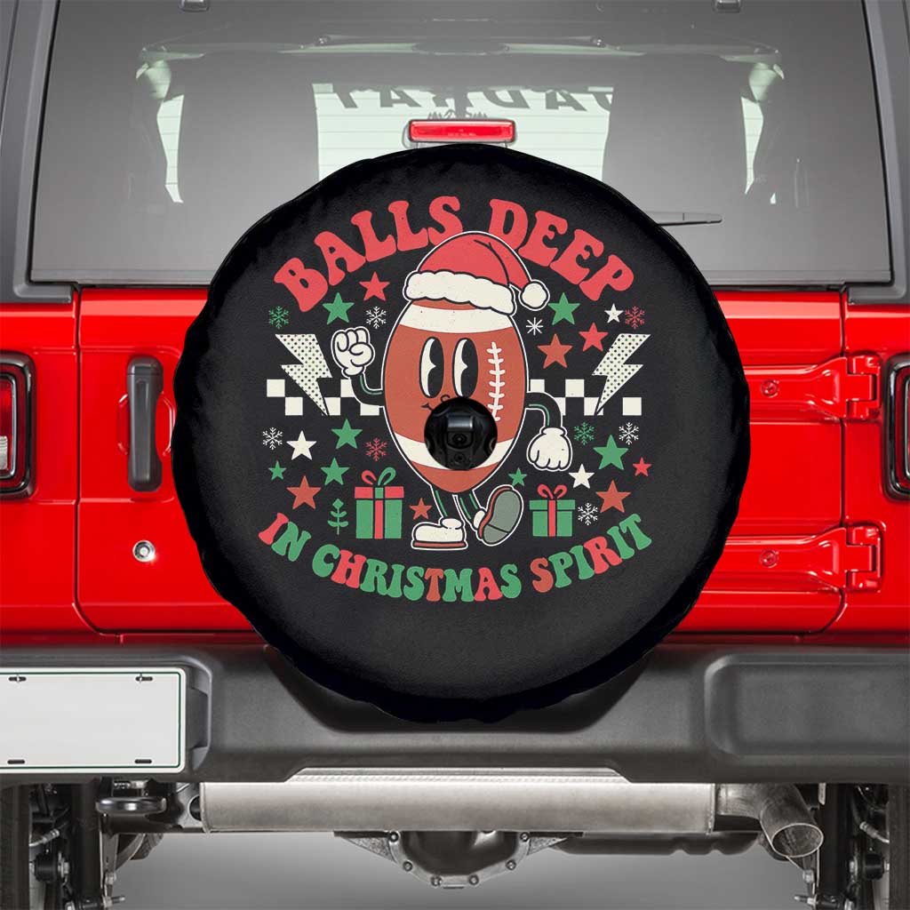Funny Xmas American Football Spare Tire Cover Balls Deep In Christmas Spirit Game Day TS11 Black Print Your Wear