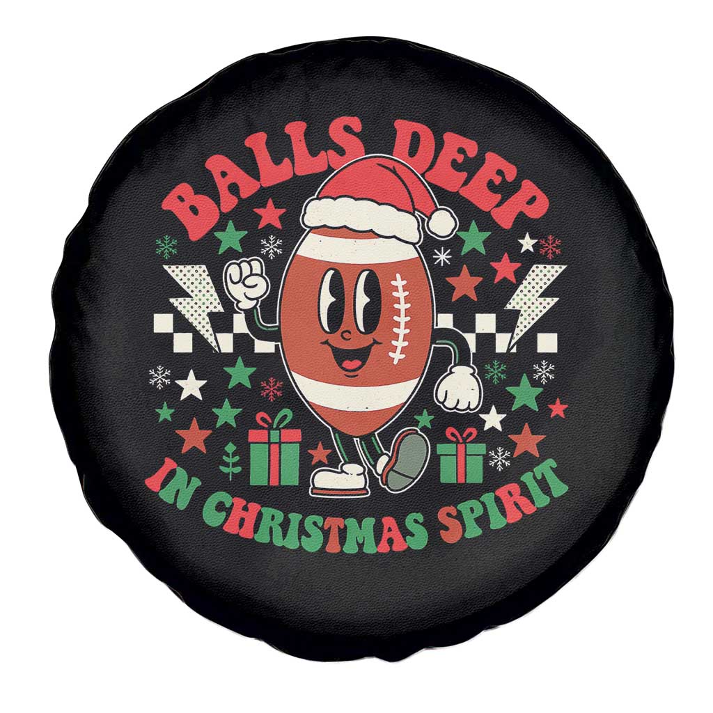 Funny Xmas American Football Spare Tire Cover Balls Deep In Christmas Spirit Game Day TS11 Print Your Wear
