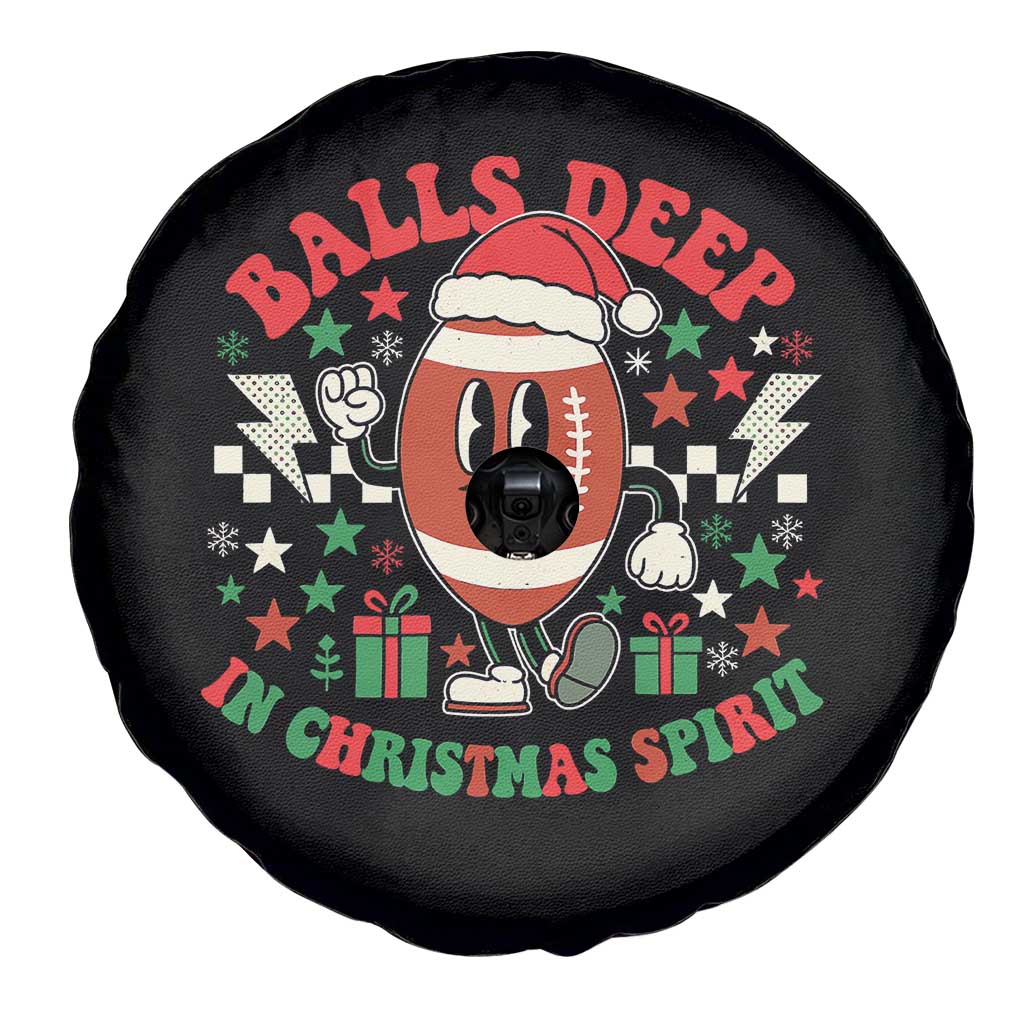Funny Xmas American Football Spare Tire Cover Balls Deep In Christmas Spirit Game Day - Print Your Wear