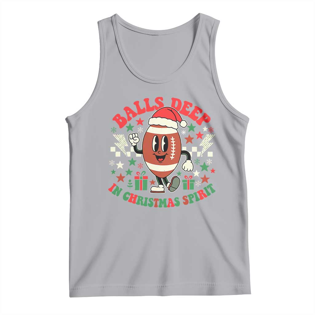 Funny Xmas American Football Tank Top Balls Deep In Christmas Spirit Game Day TS11 Athletic Heather Print Your Wear