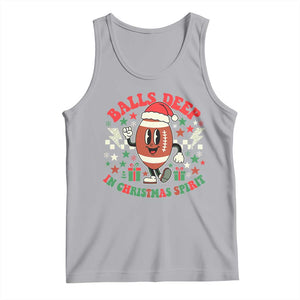 Funny Xmas American Football Tank Top Balls Deep In Christmas Spirit Game Day TS11 Athletic Heather Print Your Wear