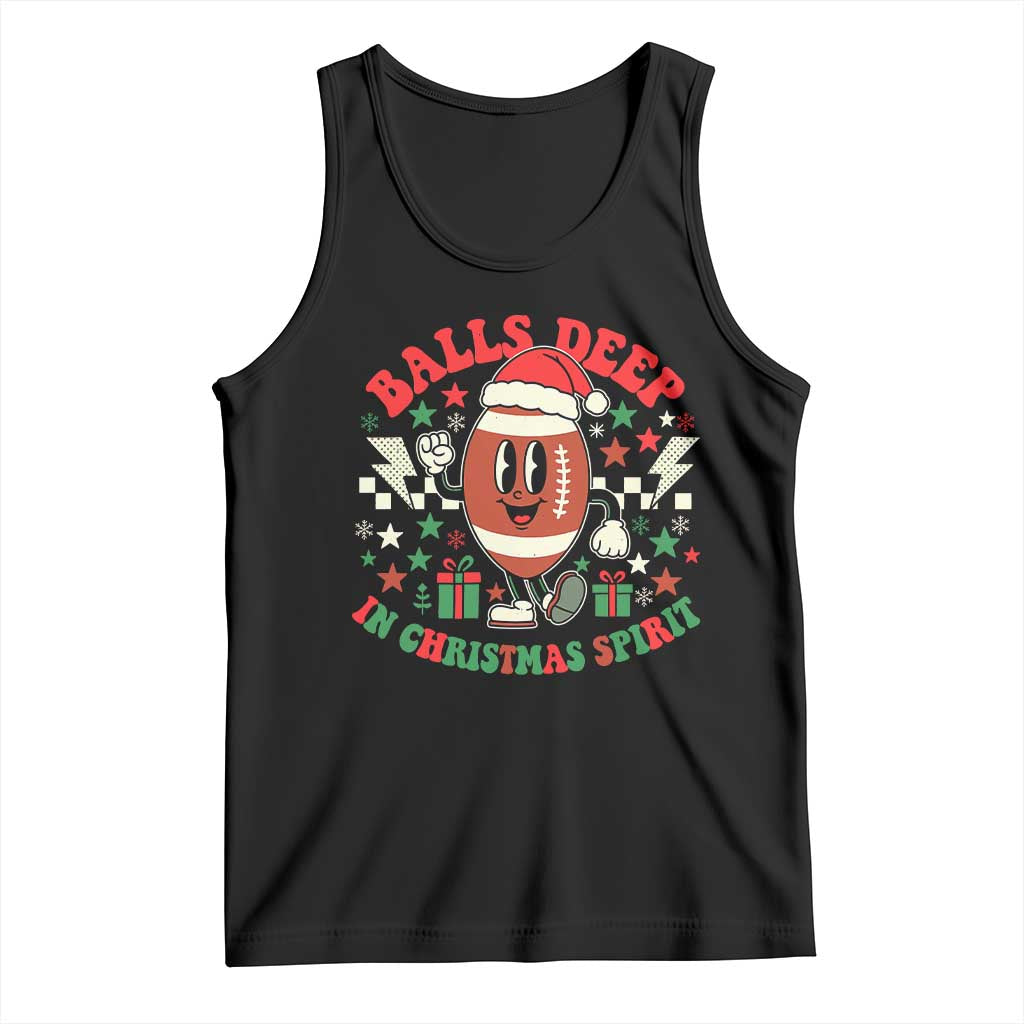 Funny Xmas American Football Tank Top Balls Deep In Christmas Spirit Game Day - Print Your Wear