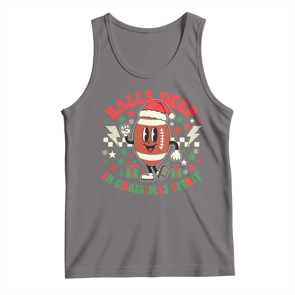 Funny Xmas American Football Tank Top Balls Deep In Christmas Spirit Game Day TS11 Deep Heather Print Your Wear