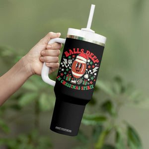 Funny Xmas American Football Tumbler With Handle Balls Deep In Christmas Spirit Game Day TS11 Print Your Wear