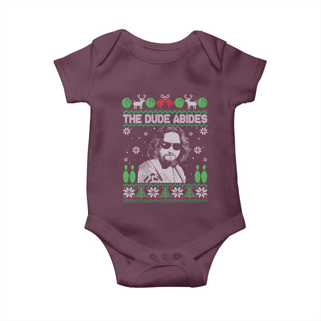 The Dude Abides Christmas Bowling Baby Onesie Funny Bowling Movie TS11 Maroon Print Your Wear