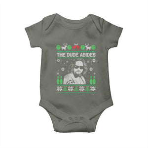 The Dude Abides Christmas Bowling Baby Onesie Funny Bowling Movie TS11 Military Green Print Your Wear