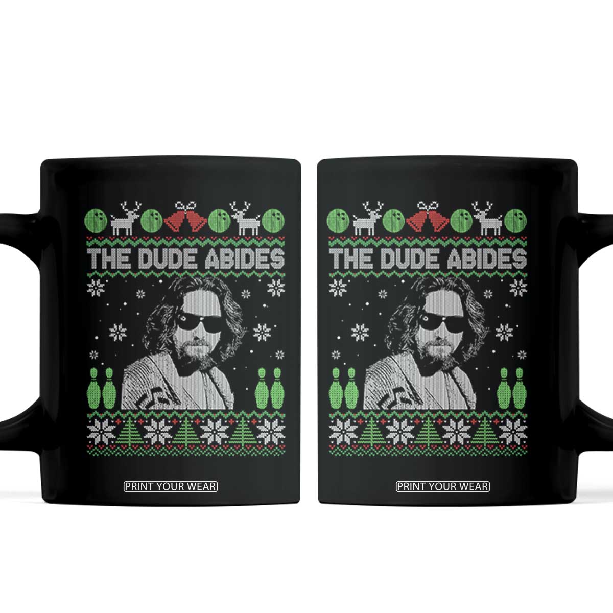 The Dude Abides Christmas Bowling Coffee Mug Funny Bowling Movie - Print Your Wear