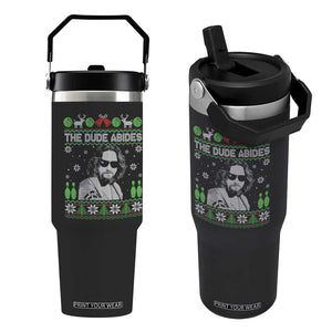 The Dude Abides Christmas Bowling Flip Straw Tumbler Funny Bowling Movie - Print Your Wear
