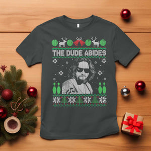 The Dude Abides Christmas Bowling T Shirt Funny Bowling Movie TS11 Dark Heather Print Your Wear