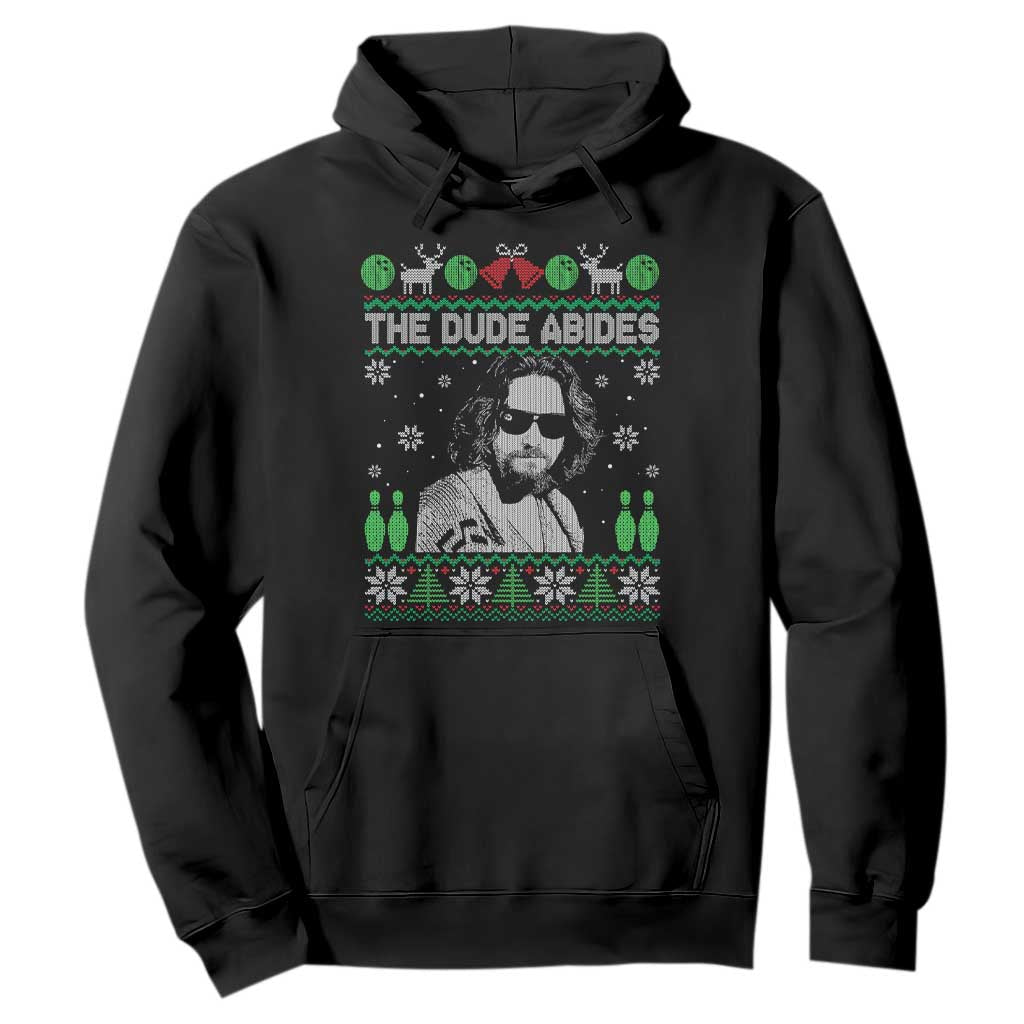 The Dude Abides Christmas Bowling Hoodie Funny Bowling Movie TS11 Black Print Your Wear