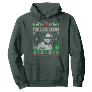The Dude Abides Christmas Bowling Hoodie Funny Bowling Movie TS11 Dark Forest Green Print Your Wear