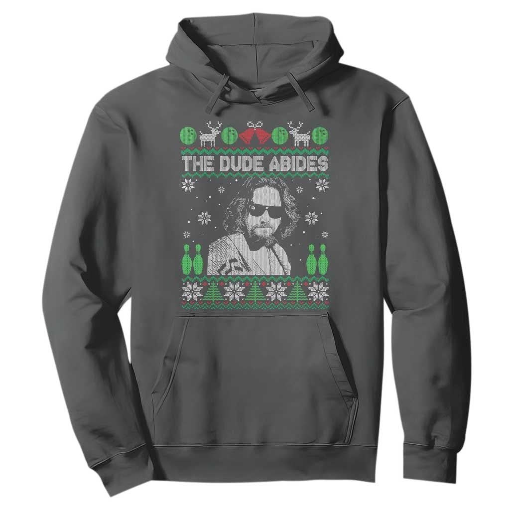 The Dude Abides Christmas Bowling Hoodie Funny Bowling Movie TS11 Dark Heather Print Your Wear