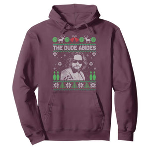 The Dude Abides Christmas Bowling Hoodie Funny Bowling Movie TS11 Maroon Print Your Wear