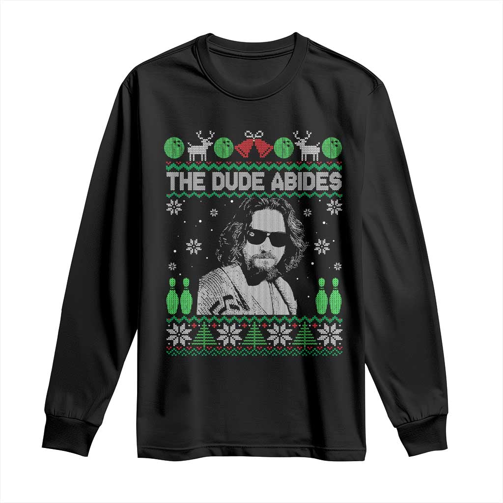 The Dude Abides Christmas Bowling Long Sleeve Shirt Funny Bowling Movie TS11 Black Print Your Wear