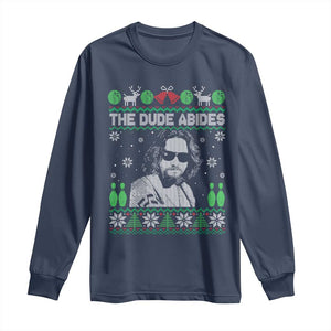 The Dude Abides Christmas Bowling Long Sleeve Shirt Funny Bowling Movie TS11 Navy Print Your Wear