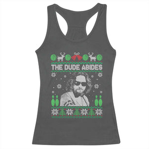 The Dude Abides Christmas Bowling Racerback Tank Top Funny Bowling Movie TS11 Dark Heather Print Your Wear