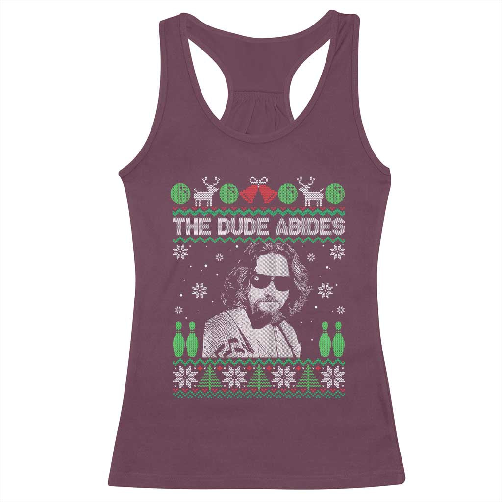 The Dude Abides Christmas Bowling Racerback Tank Top Funny Bowling Movie TS11 Maroon Print Your Wear