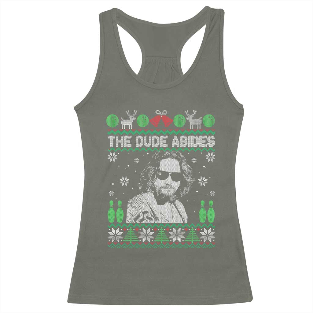 The Dude Abides Christmas Bowling Racerback Tank Top Funny Bowling Movie TS11 Military Green Print Your Wear