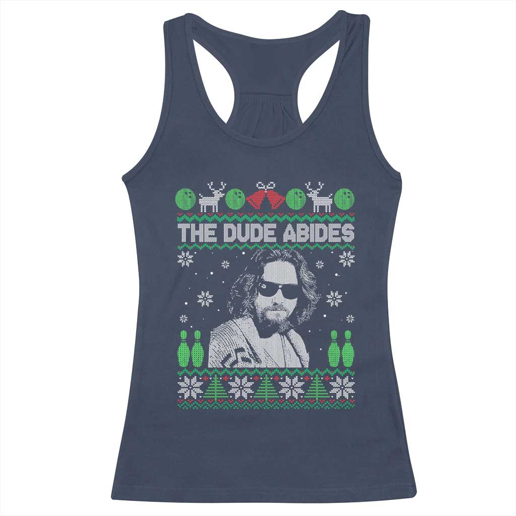 The Dude Abides Christmas Bowling Racerback Tank Top Funny Bowling Movie TS11 Navy Print Your Wear
