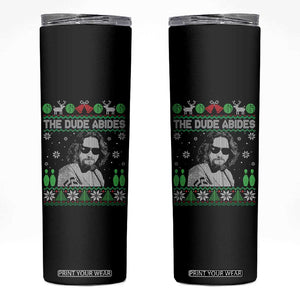 The Dude Abides Christmas Bowling Skinny Tumbler Funny Bowling Movie - Print Your Wear