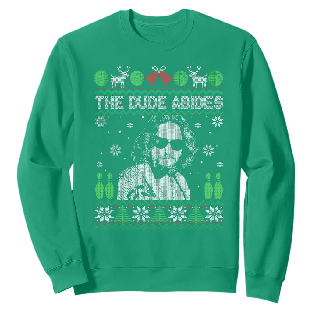 The Dude Abides Christmas Bowling Sweatshirt Funny Bowling Movie TS11 Irish Green Print Your Wear