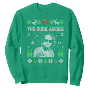 The Dude Abides Christmas Bowling Sweatshirt Funny Bowling Movie TS11 Irish Green Print Your Wear